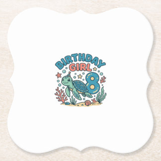 Birthday Girl Sea Turtle 8th Birthday Shirt Design Untersetzer