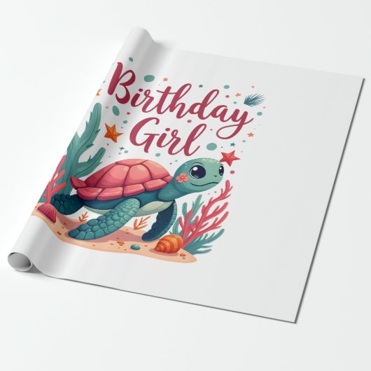 Birthday Girl Sea Turtle Theme Birthday Party Ocea Geschenkpapier (Ungerollt)