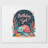Birthday Girl Sea Turtle Theme Birthday Party Ocea Geschenkpapier (Flach)