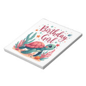 Birthday Girl Sea Turtle Theme Birthday Party Ocea Notizblock (Rotiert)
