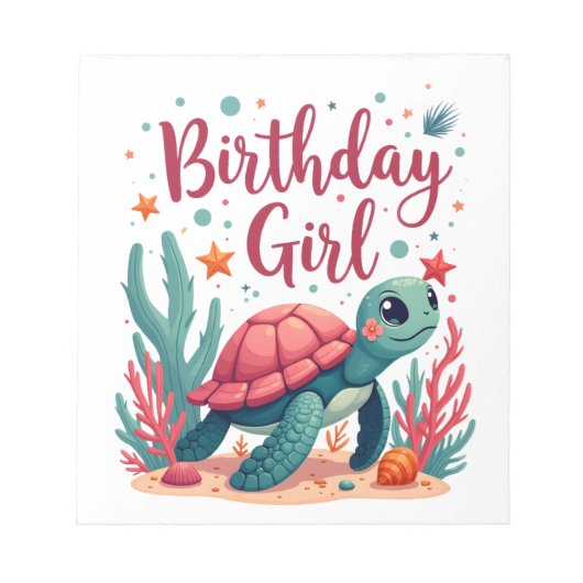 Birthday Girl Sea Turtle Theme Birthday Party Ocea Notizblock (Vorderseite)