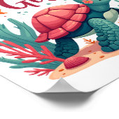 Birthday Girl Sea Turtle Theme Birthday Party Ocea Poster (Ecke)