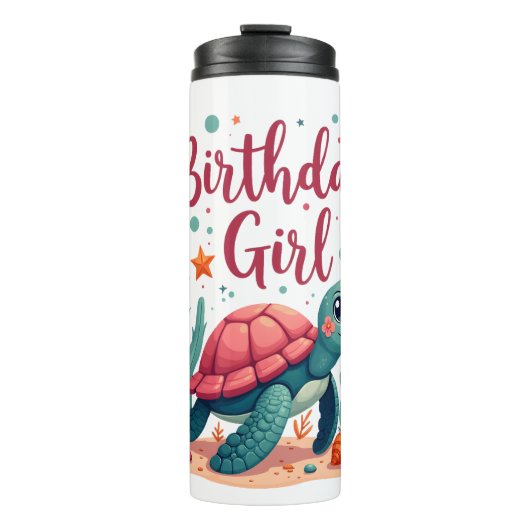 Birthday Girl Sea Turtle Theme Birthday Party Ocea Thermosbecher (Vorderseite)
