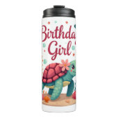 Birthday Girl Sea Turtle Theme Birthday Party Ocea Thermosbecher (Vorderseite)