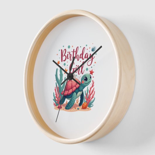 Birthday Girl Sea Turtle Theme Birthday Party Ocea Uhr (Winkel)
