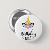 Birthday Girl Unicorn Button (Vorne & Hinten)