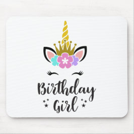 Birthday Girl Unicorn Mousepad