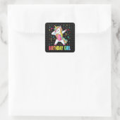 Birthday Girl Unicorn Quadratischer Aufkleber (Tasche)