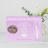 Birthday Girl Winter Onederland Einladung (Stehend Vorderseite)