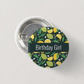 Birthday Girl - Zitrone und Limes Fruchtmuster Button (Vorne & Hinten)