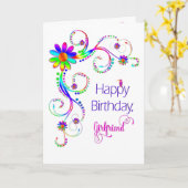 Birthday, Girlfriend, Abstract Floral-Vivid Colors Karte (Gelbe Blume)