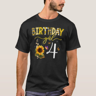 Birthday Girls 4. Sonnenblume Schmetterling 4 Jahr T-Shirt