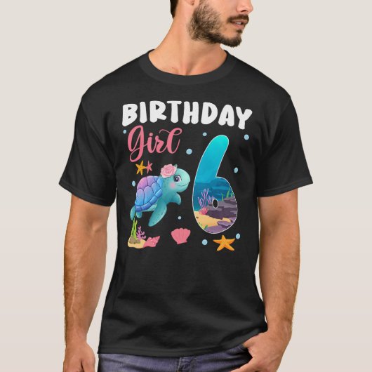 Birthday Girls 6th Sea Turtle 6 Year Old Ocean Aqu T-Shirt (Vorderseite)