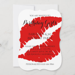 Birthday Girl's Fabulous & 50 Bright Red Lipstick Einladung