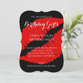 Birthday Girl's Fabulous & 50 Bright Red Lipstick Einladung (Stehend Vorderseite)