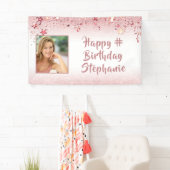 Birthday Girls Imitate Rose Gold Glitzer Foto Banner (Insitu)