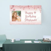 Birthday Girls Imitate Rose Gold Glitzer Foto Banner (Messeveranstaltung)