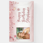 Birthday Girls Imitate Rose Gold Glitzer Foto Banner (Vertikal)