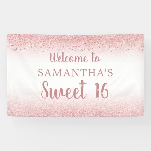 Birthday Girly Rose Gold Glitzer Sparkone Banner (Horizontal)