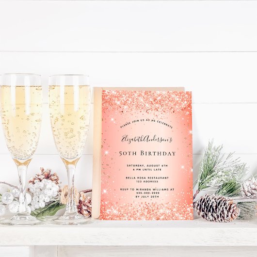 Birthday Glitzer Orange Glitzer Einladung