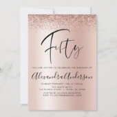 Birthday Glitzer Rose Gold Pink Glam Einladung (Vorderseite)