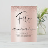 Birthday Glitzer Rose Gold Pink Glam Einladung (Stehend Vorderseite)