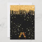 Birthday Glitzer Schwarze goldene Funkelglasur Par Einladung (Rückseite)