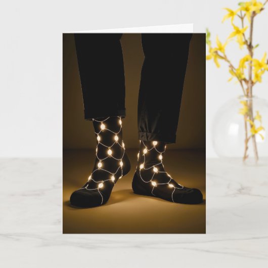 Birthday glühende Lichter in schwarzen Socken Karte (Gelbe Blume)