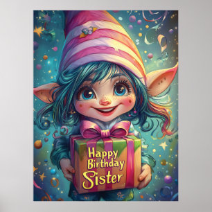 Birthday Gnome - Happy Birthday Sister Poster
