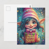 Birthday Gnome - Happy Birthday Sister Postkarte (Vorne/Hinten)