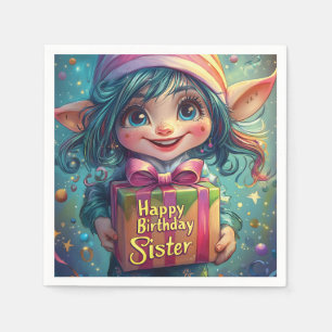 Birthday Gnome - Happy Birthday Sister Serviette