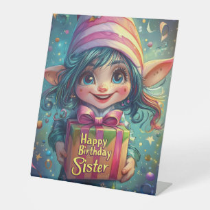 Birthday Gnome - Happy Birthday Sister Sockelschild