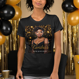 Birthday Gold and Black Photo Instagram  T-Shirt