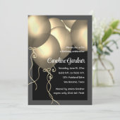 Birthday Gold Balloons Ihre Farben Einladung (Stehend Vorderseite)