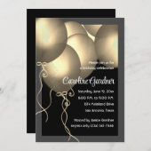 Birthday Gold Balloons Ihre Farben Einladung (Vorne/Hinten)