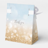 Birthday Gold Champagner hellblau glitzerndes Gold Geschenkschachtel (Rückseite)
