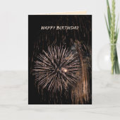 Birthday gold fireworks on black sky karte (Vorderseite)
