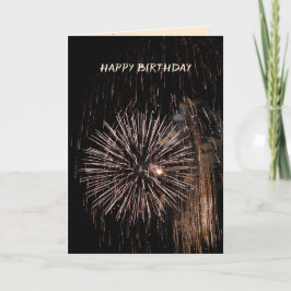 Birthday gold fireworks on black sky karte