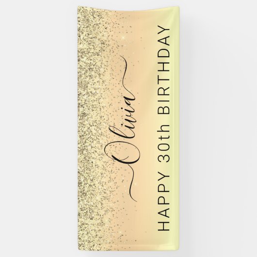 Birthday Gold Glitzer Girly Modern Banner (Vertikal)