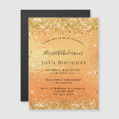 Birthday Gold Glitzer Luxus Magneteinladung (Vorne/Hinten)