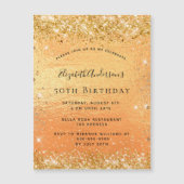 Birthday Gold Glitzer Luxus Magneteinladung (Vorderseite)
