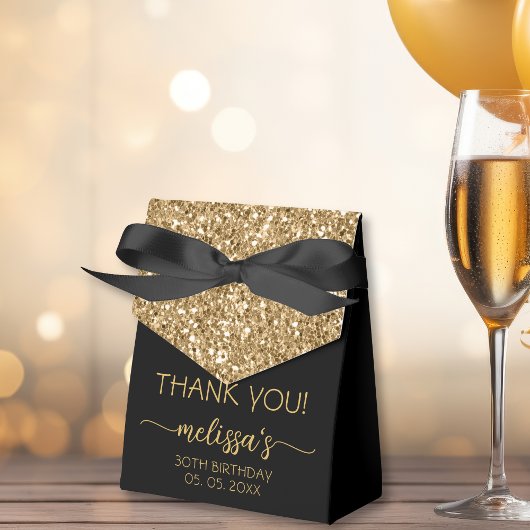 Birthday Gold Glitzer Monogram Script Vielen Dank Geschenkschachtel