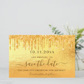 Birthday Gold Glitzer Save the Date Karte (Stehend Vorderseite)