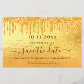 Birthday Gold Glitzer Save the Date Karte (Vorderseite)