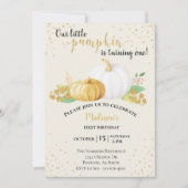 Birthday Gold Glitzer White Pumpkin Herbst Herbst Einladung (Vorderseite)