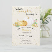 Birthday Gold Glitzer White Pumpkin Herbst Herbst Einladung (Stehend Vorderseite)