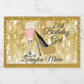 Birthday Gold Look Mini Sparkling Weinflasche Labe Schaumweinetikett (Einzelnes Label)