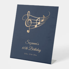 Birthday Gold Musiknoten Elegantes Pedestal Zeiche Sockelschild