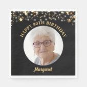 Birthday Gold Stars Foto jedes Alters benutzerdefi Serviette (Vorderseite)