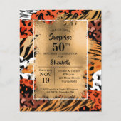 Birthday Gold Wild Animal Print Einladungen (Vorderseite)